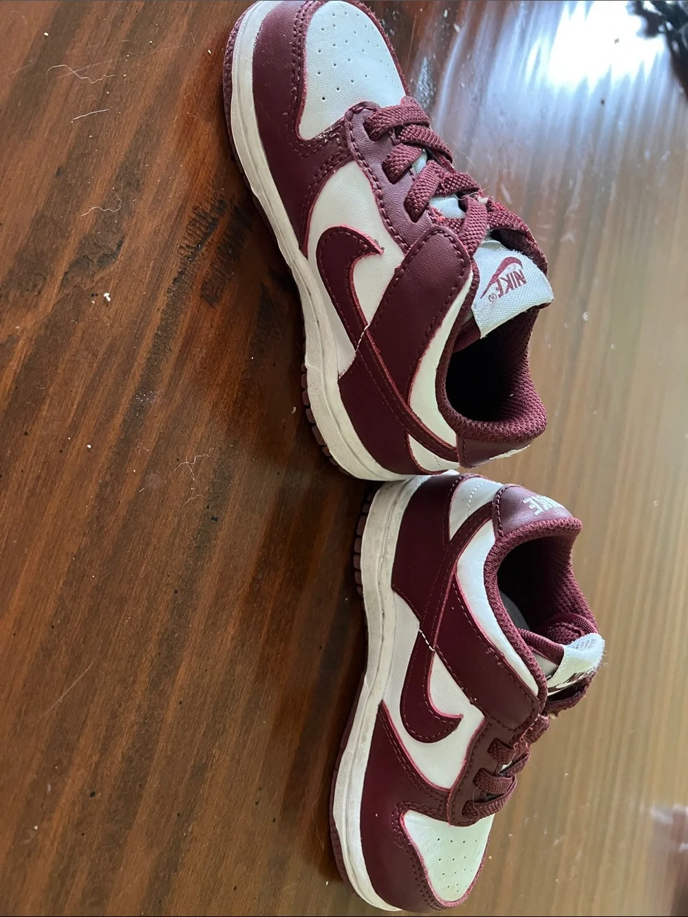 Nike Kids Maroon and White Low-Top Sneakers